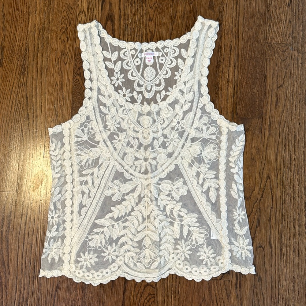Cream Lace Scalloped Tank Top Size S/M